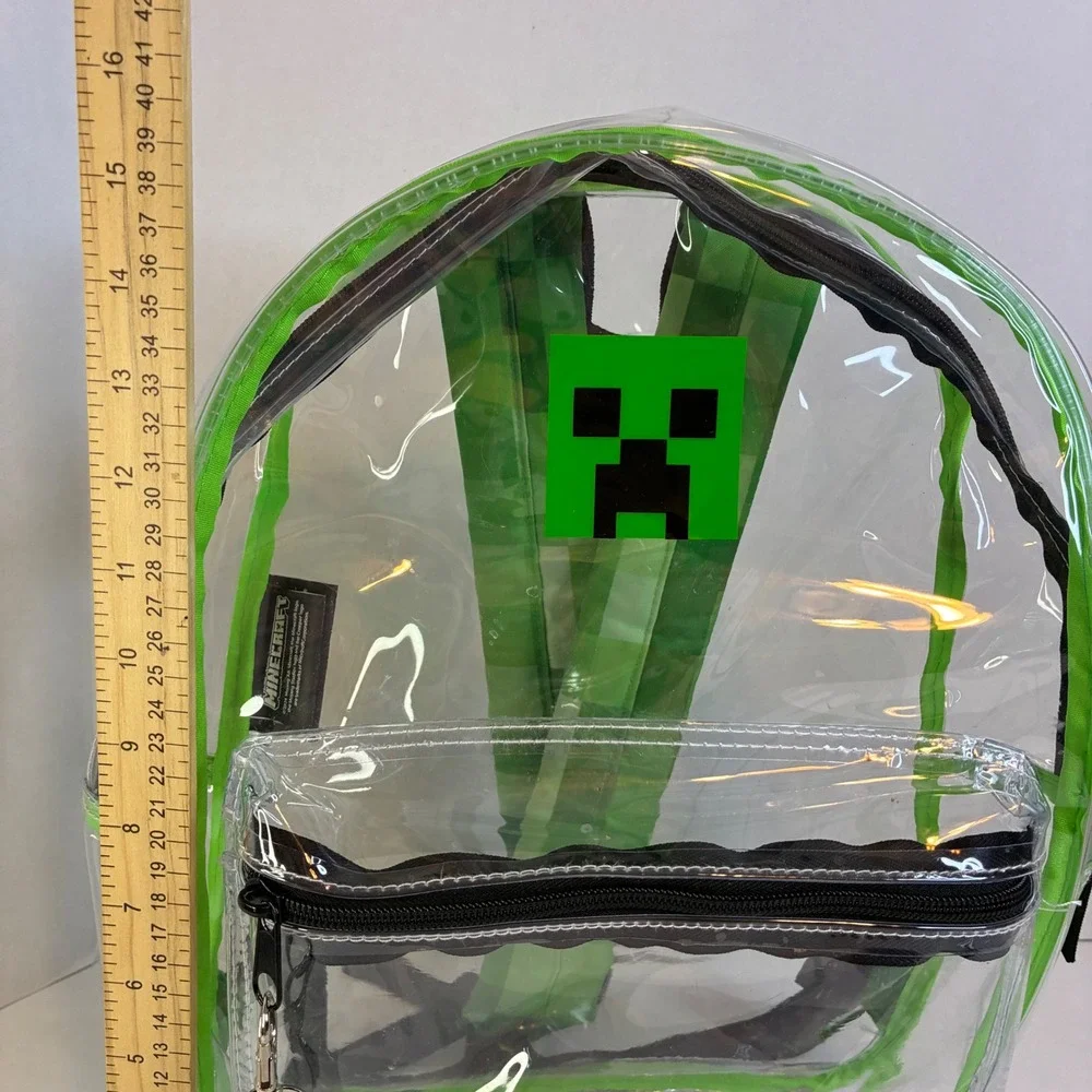 Minecraft Creeper Clear Backpack Bioworld Green Transparent School Bag 15 inch